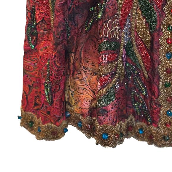 Vtg 90s Precious Moments Silk Beaded Jacket XL Y2K Ravecore Fairycore Boho - Picture 5 of 16